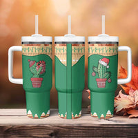Western Yoke Tumbler With Handle Cactus Christmas Cute Style - Wonder Print Shop