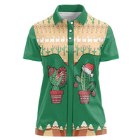 Western Yoke Women Polo Shirt Cactus Christmas Cute Style - Wonder Print Shop