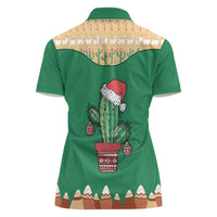 Western Yoke Women Polo Shirt Cactus Christmas Cute Style - Wonder Print Shop