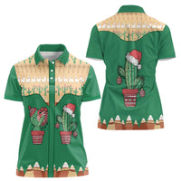 Western Yoke Women Polo Shirt Cactus Christmas Cute Style - Wonder Print Shop