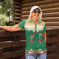 Western Yoke Women Polo Shirt Cactus Christmas Cute Style - Wonder Print Shop