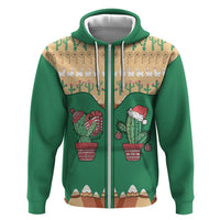 Western Yoke Zip Hoodie Cactus Christmas Cute Style - Wonder Print Shop