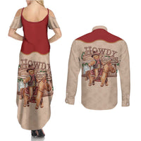 Western Yoke Couples Matching Summer Maxi Dress and Long Sleeve Button Shirt Gingerbread Howdy Christmas - Wonder Print Shop