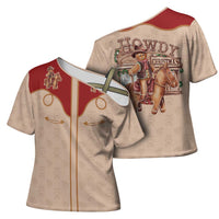 Western Yoke Cross Shoulder Shirt Gingerbread Howdy Christmas - Wonder Print Shop