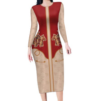 Western Yoke Family Matching Long Sleeve Bodycon Dress and Hawaiian Shirt Gingerbread Howdy Christmas - Wonder Print Shop