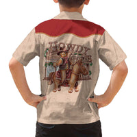 Western Yoke Family Matching Off The Shoulder Long Sleeve Dress and Hawaiian Shirt Gingerbread Howdy Christmas - Wonder Print Shop