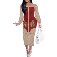 Western Yoke Family Matching Off The Shoulder Long Sleeve Dress and Hawaiian Shirt Gingerbread Howdy Christmas - Wonder Print Shop