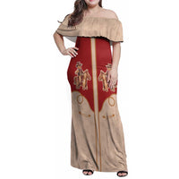 Western Yoke Family Matching Off Shoulder Maxi Dress and Hawaiian Shirt Gingerbread Howdy Christmas - Wonder Print Shop