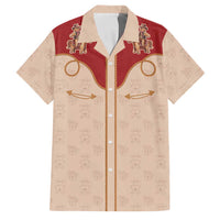 Western Yoke Family Matching Off Shoulder Short Dress and Hawaiian Shirt Gingerbread Howdy Christmas - Wonder Print Shop