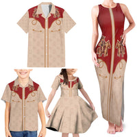 Western Yoke Family Matching Tank Maxi Dress and Hawaiian Shirt Gingerbread Howdy Christmas - Wonder Print Shop