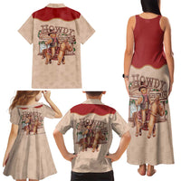 Western Yoke Family Matching Tank Maxi Dress and Hawaiian Shirt Gingerbread Howdy Christmas - Wonder Print Shop