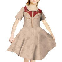Western Yoke Kid Short Sleeve Dress Gingerbread Howdy Christmas - Wonder Print Shop