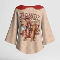 Western Yoke Kimono Sleeve Blouse Gingerbread Howdy Christmas - Wonder Print Shop