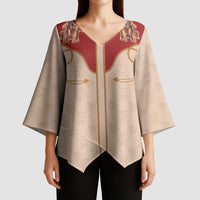 Western Yoke Kimono Sleeve Blouse Gingerbread Howdy Christmas - Wonder Print Shop