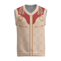 Western Yoke Christmas Knitted V-Neck Vest Gingerbread Howdy Christmas - Wonder Print Shop