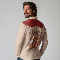 Western Yoke Long Sleeve Polo Shirt Gingerbread Howdy Christmas - Wonder Print Shop