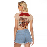 Western Yoke Raglan Cropped T Shirt Gingerbread Howdy Christmas - Wonder Print Shop