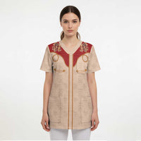 Western Yoke Scrub Top Gingerbread Howdy Christmas - Wonder Print Shop