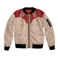 Western Yoke Sleeve Zip Bomber Jacket Gingerbread Howdy Christmas - Wonder Print Shop