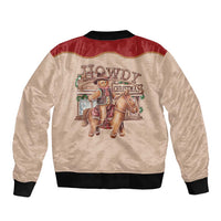 Western Yoke Sleeve Zip Bomber Jacket Gingerbread Howdy Christmas - Wonder Print Shop