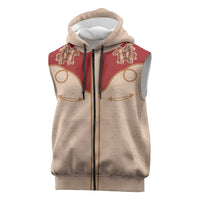 Western Yoke Sleeveless Zip Hoodie Gingerbread Howdy Christmas - Wonder Print Shop