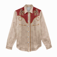 Western Yoke Women Casual Shirt Gingerbread Howdy Christmas - Wonder Print Shop