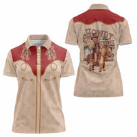 Western Yoke Women Polo Shirt Gingerbread Howdy Christmas - Wonder Print Shop