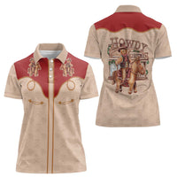 Western Yoke Women Polo Shirt Gingerbread Howdy Christmas - Wonder Print Shop