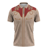 Western Yoke Zipper Polo Shirt Gingerbread Howdy Christmas - Wonder Print Shop