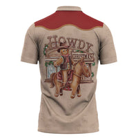 Western Yoke Zipper Polo Shirt Gingerbread Howdy Christmas - Wonder Print Shop