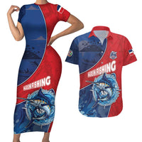 Dominican Republic Fishing Couples Matching Short Sleeve Bodycon Dress and Hawaiian Shirt Caribbean Master Baiter - Wonder Print Shop