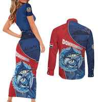 Dominican Republic Fishing Couples Matching Short Sleeve Bodycon Dress and Long Sleeve Button Shirt Caribbean Master Baiter - Wonder Print Shop