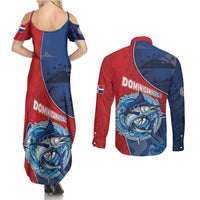 Dominican Republic Fishing Couples Matching Summer Maxi Dress and Long Sleeve Button Shirt Caribbean Master Baiter - Wonder Print Shop
