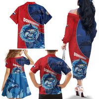 Dominican Republic Fishing Family Matching Off The Shoulder Long Sleeve Dress and Hawaiian Shirt Caribbean Master Baiter - Wonder Print Shop