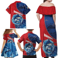 Dominican Republic Fishing Family Matching Off Shoulder Maxi Dress and Hawaiian Shirt Caribbean Master Baiter - Wonder Print Shop