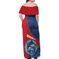 Dominican Republic Fishing Family Matching Off Shoulder Maxi Dress and Hawaiian Shirt Caribbean Master Baiter - Wonder Print Shop