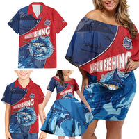 Dominican Republic Fishing Family Matching Off Shoulder Short Dress and Hawaiian Shirt Caribbean Master Baiter - Wonder Print Shop
