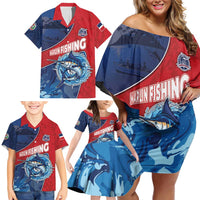 Dominican Republic Fishing Family Matching Off Shoulder Short Dress and Hawaiian Shirt Caribbean Master Baiter - Wonder Print Shop