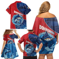 Dominican Republic Fishing Family Matching Off Shoulder Short Dress and Hawaiian Shirt Caribbean Master Baiter - Wonder Print Shop