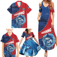 Dominican Republic Fishing Family Matching Summer Maxi Dress and Hawaiian Shirt Caribbean Master Baiter - Wonder Print Shop