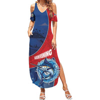 Dominican Republic Fishing Family Matching Summer Maxi Dress and Hawaiian Shirt Caribbean Master Baiter - Wonder Print Shop