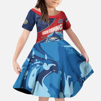Dominican Republic Fishing Kid Short Sleeve Dress Caribbean Master Baiter - Wonder Print Shop
