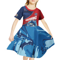 Dominican Republic Fishing Kid Short Sleeve Dress Caribbean Master Baiter - Wonder Print Shop