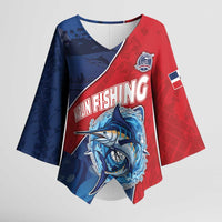 Dominican Republic Fishing Kimono Sleeve Blouse Caribbean Master Baiter - Wonder Print Shop