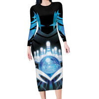 Personalized Bowling Long Sleeve Bodycon Dress Cosmic Strike