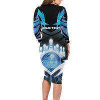 Personalized Bowling Long Sleeve Bodycon Dress Cosmic Strike