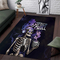 Skull Area Rug Mentally Ill But Totally Chill