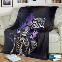 Skull Blanket Mentally Ill But Totally Chill