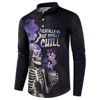 Skull Button Sweatshirt Mentally Ill But Totally Chill