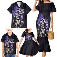Skull Family Matching Mermaid Dress and Hawaiian Shirt Mentally Ill But Totally Chill